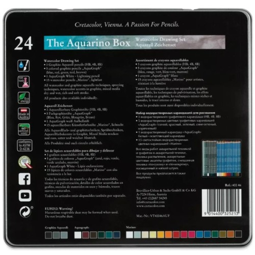Олівці кольорові Cretacolor THE AQUARINO BOX водорозчинних 24 кольори (9014400325213)