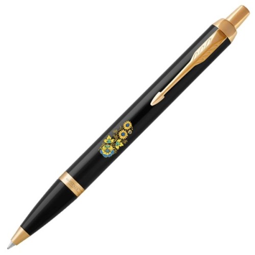Ручка кулькова Parker IM 17 UKRAINE Black GT BP Квіти + блокнот Parker + подар.упак. GIFT24 (22032b24_T1050u)