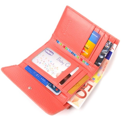 Гаманець Canpellini З натуральної шкіри флотар Кораловий (21595)