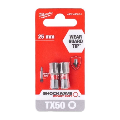 Набір біт Milwaukee SHOCKWAVE, TX50, 25мм, 2шт (4932430891)