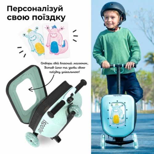 Самокат iSporter Travel 2в1 з валізою м'ятний (K3_Mint)