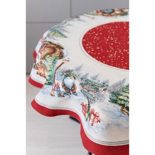 Скатертина Прованс гобеленова Різдвяне багаття Dх140 см (037410)