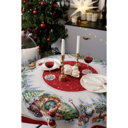 Скатертина Прованс гобеленова Різдвяне багаття Dх140 см (037410)