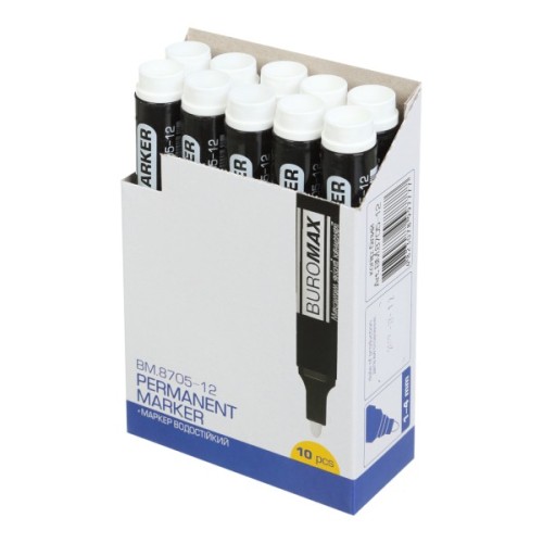 Маркер Buromax водостійкий 1-4 мм, білий (BM.8705-12)