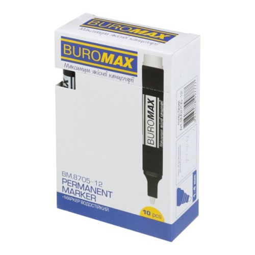 Маркер Buromax водостійкий 1-4 мм, білий (BM.8705-12)