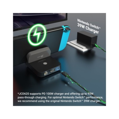 Порт-реплікатор J5create Dock-Station Nintendo Switch (HDMI/PD/USB-A/USB-C/LAN) (JCD620-N)