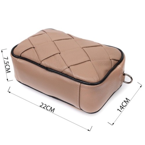 Сумка Vintage Шкіряна жіноча з плетінням Бежева (22409)