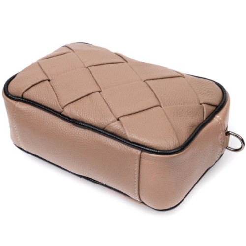 Сумка Vintage Шкіряна жіноча з плетінням Бежева (22409)