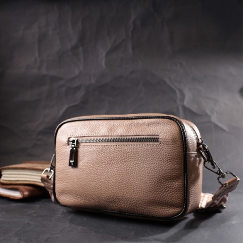 Сумка Vintage Шкіряна жіноча з плетінням Бежева (22409)