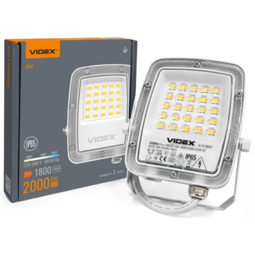 Прожектор Videx F5 20W 3000-5000-6500K 230V White (VL-F5-020CW)