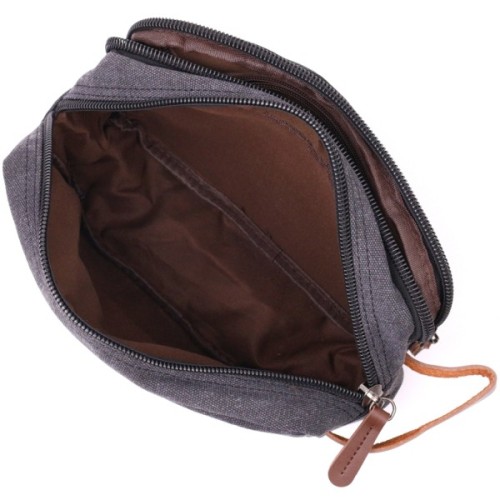 Сумка Vintage Для чоловіків на два відділення з текстилю Чорна (22233)