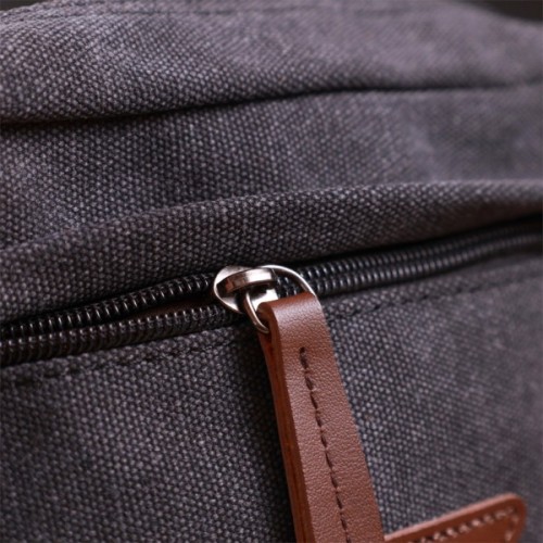 Сумка Vintage Для чоловіків на два відділення з текстилю Чорна (22233)