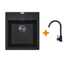 Мийка кухонна Adamant Brick чорний + змішувач (4824296209203)