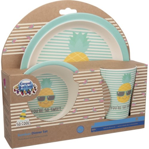 Тарілка дитяча Canpol babies So Cool бамбуковий 3 предмети Бірюзовий (9/226_tur)