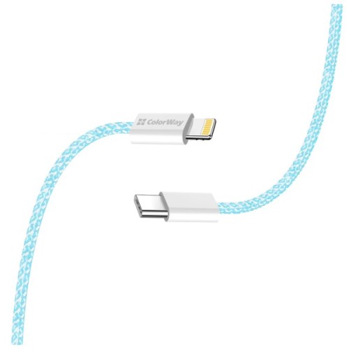 Дата кабель USB-C to Lightning 1.0m 27W blue ColorWay (CW-CBPDCL061-BL)