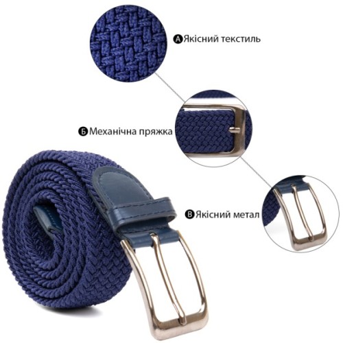 Ремінь Vintage Текстильний чоловічий Синій (20524)