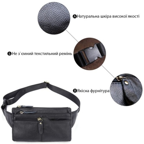 Сумка Vintage На пояс Чорна (14735)