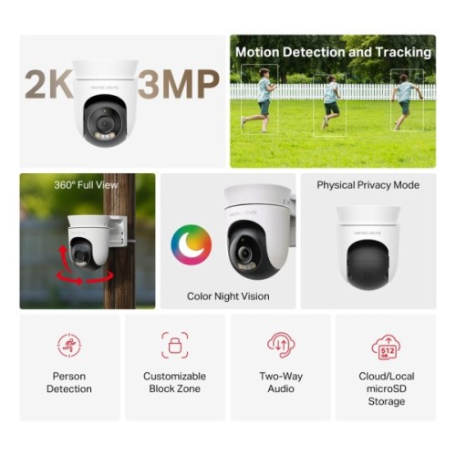 Камера відеоспостереження Mercusys IP-Камера MERCUSYS MC510 3MP N300 microSD motion detection, зовнішня (MC510)