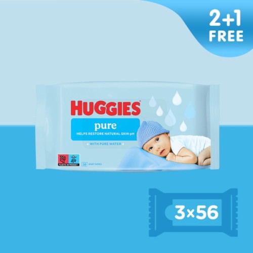 Дитячі вологі серветки Huggies Ultra Comfort Pure 56 х 3 шт (5029053550091)