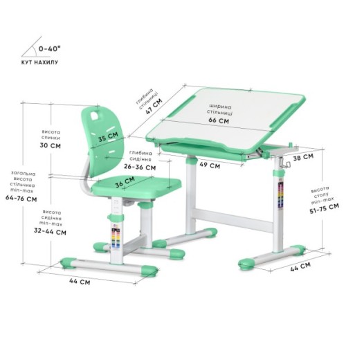 Парта зі стільцем Evo-kids Ergo Green (Evo-05 Ergo Z)