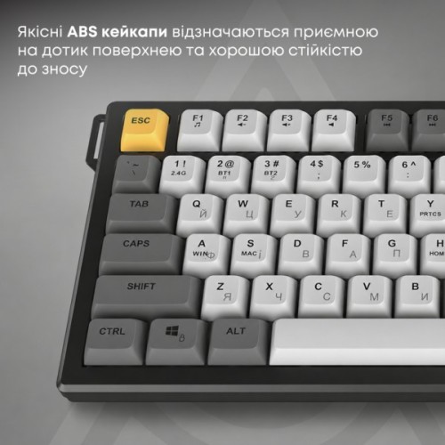 Клавіатура Ajazz AF82 Wireless/Bluetooth/USB UA Black/Gray/Yellow (AF82-BGY)