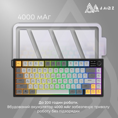 Клавіатура Ajazz AF82 Wireless/Bluetooth/USB UA Black/Gray/Yellow (AF82-BGY)