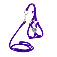 Шлея для собак WAUDOG Glamour з повідцем кругла Д 6 мм А 42-60 см В 46-64 см фіолетова (34029)