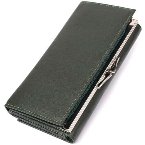 Гаманець ST Leather З натуральної шкіри Зелений (23115)