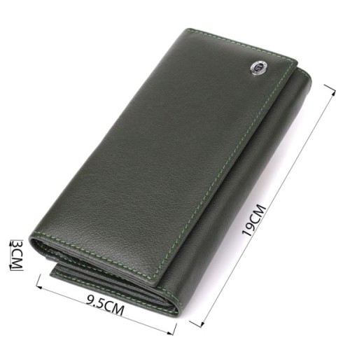 Гаманець ST Leather З натуральної шкіри Зелений (23115)