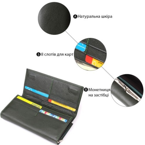 Гаманець ST Leather З натуральної шкіри Зелений (23115)