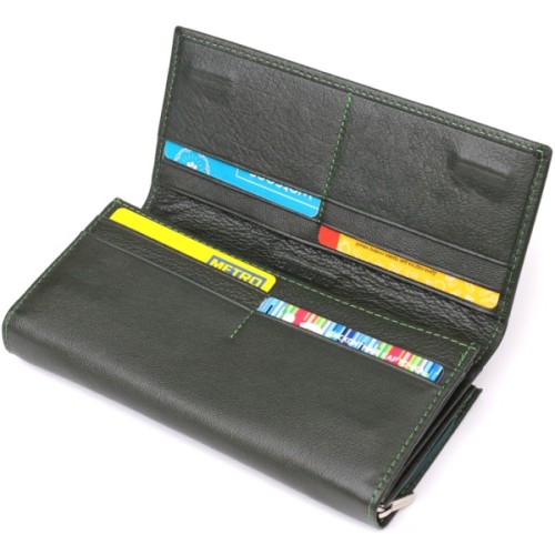 Гаманець ST Leather З натуральної шкіри Зелений (23115)