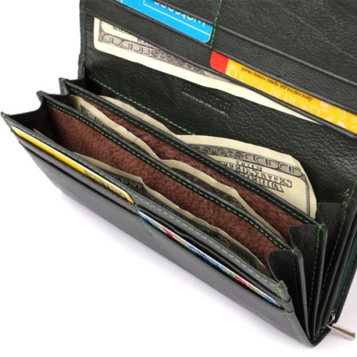 Гаманець ST Leather З натуральної шкіри Зелений (23115)