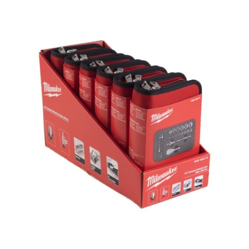 Набір торцевих головок Milwaukee з тріскачкою та фурнітурою 1/4", 4 - 14 мм + ударні біти 39 шт. (4932492672)