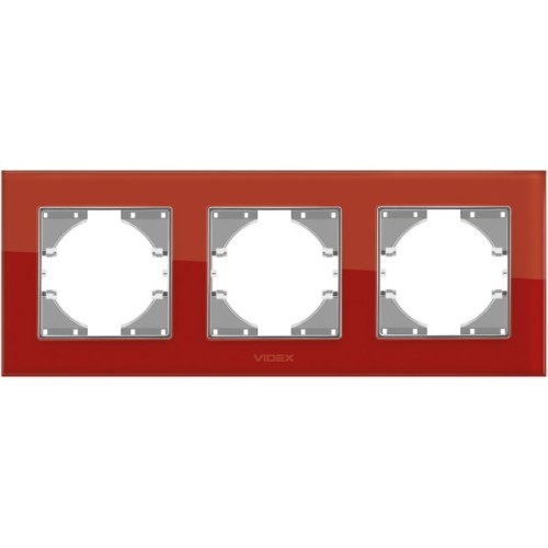 Рамка Videx BINERA червоне скло 3 поста (VF-BNFRG3H-RD)