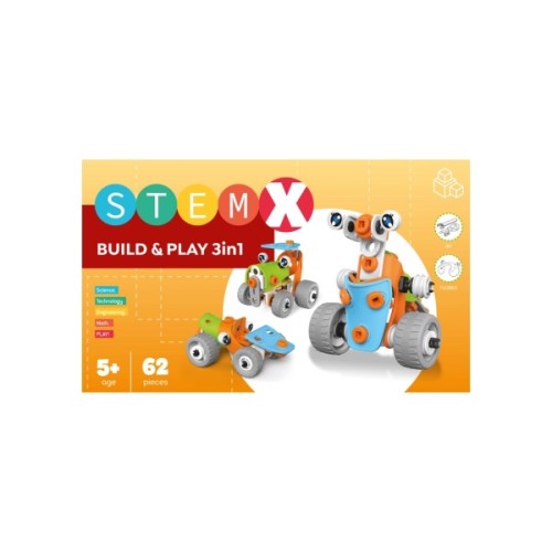 Конструктор Stem з болтами Build&Play 3 в 1 на 62 деталі (3858894673261)