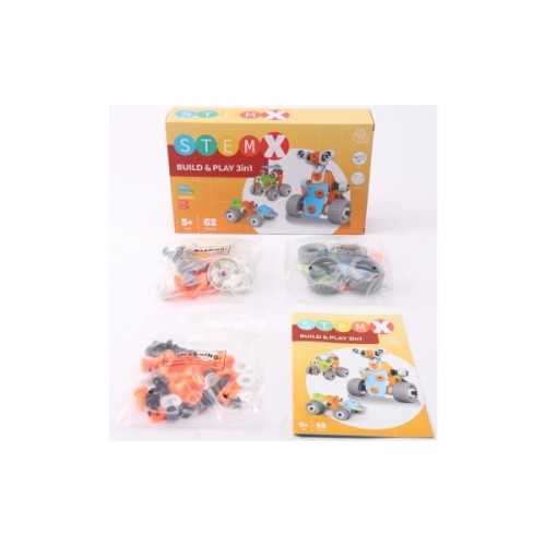 Конструктор Stem з болтами Build&Play 3 в 1 на 62 деталі (3858894673261)