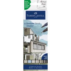 Художній маркер Faber-Castell набір акварельних двосторонніх Goldfaber Gofa Sketch Markers Architecture, 6 кольорів (32545)