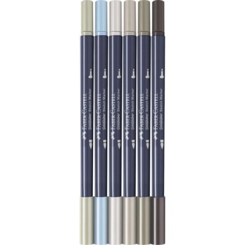 Художній маркер Faber-Castell набір акварельних двосторонніх Goldfaber Gofa Sketch Markers Architecture, 6 кольорів (32545)