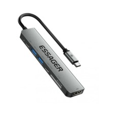 Концентратор Essager USB-C 7-in-1 HDMI + USB 3.2 + USB-C + SD/TF gray (EHB07-QH0G-Z)