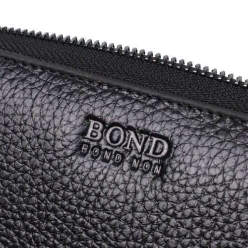 Гаманець Bond Accessories З двома відділеннями із натуральної шкіри Чорна (22027)