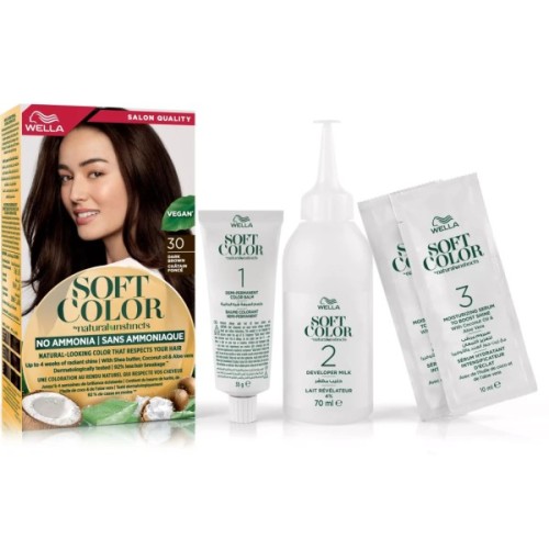 Фарба для волосся Wella Soft Color Безаміачна 30 - Темно-коричневий (3614228865869)