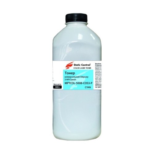 Тонер HP/Canon MPTCOL OS3 500г cyan (фасовка) Static Control (MPTCOL-500B-COS3-P)