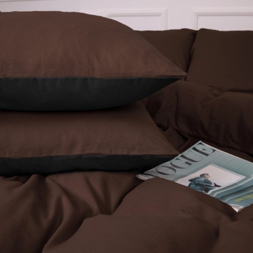 Постільна білизна MirSon 002-003 Black/Brown Фланель 2 x 160 x 220 Сімейний Євро (2200009657542)