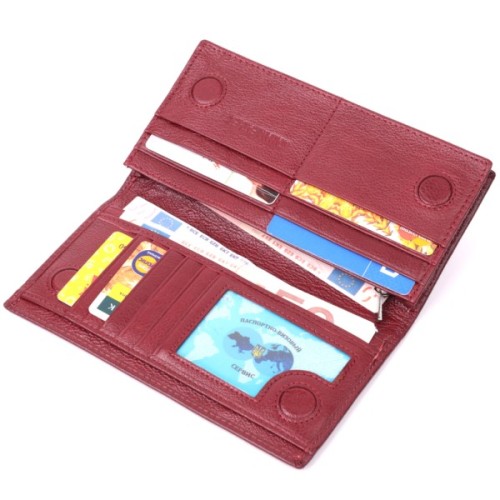 Гаманець ST Leather З натуральної шкіри Бордовий (22541)