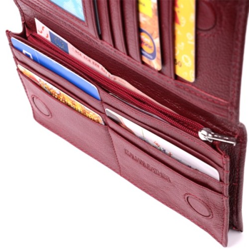 Гаманець ST Leather З натуральної шкіри Бордовий (22541)