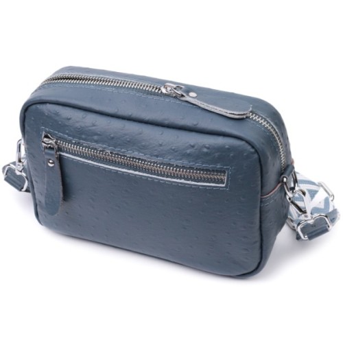 Сумка Vintage Жіноча з фактурної натуральної шкіри Синя (22661)