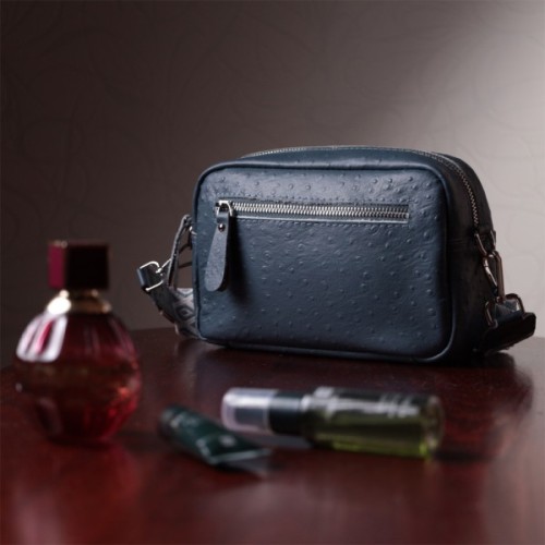 Сумка Vintage Жіноча з фактурної натуральної шкіри Синя (22661)