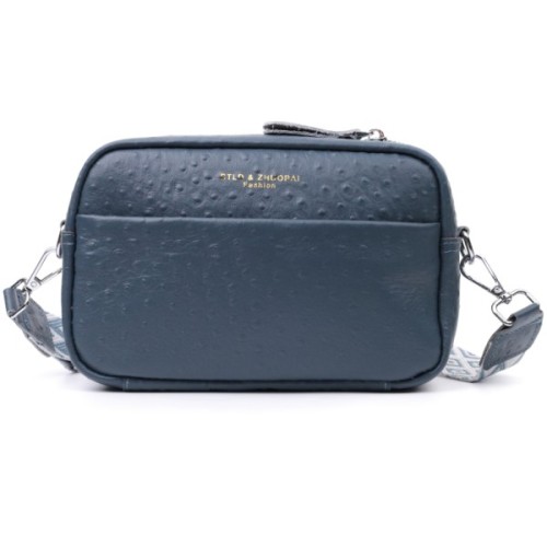 Сумка Vintage Жіноча з фактурної натуральної шкіри Синя (22661)