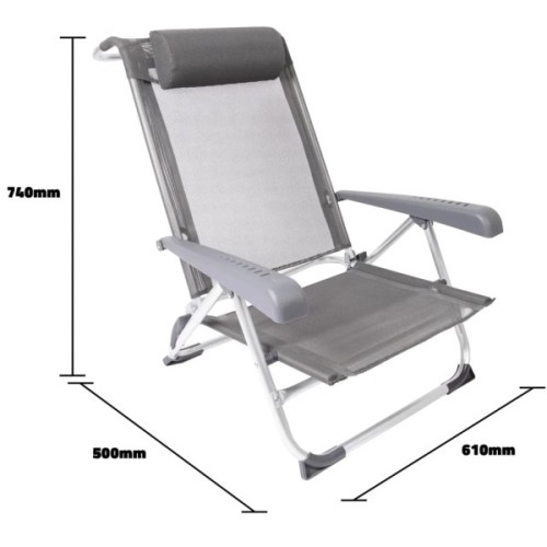 Крісло складане Bo-Camp Saint-Tropez Grey (1204796) (DAS303395)