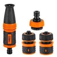 Набір для поливу Neo Tools 1/2", зрошувач прямий, 2 конектори для шланга, конектор для крана 1/2"-3/4" (15-710)